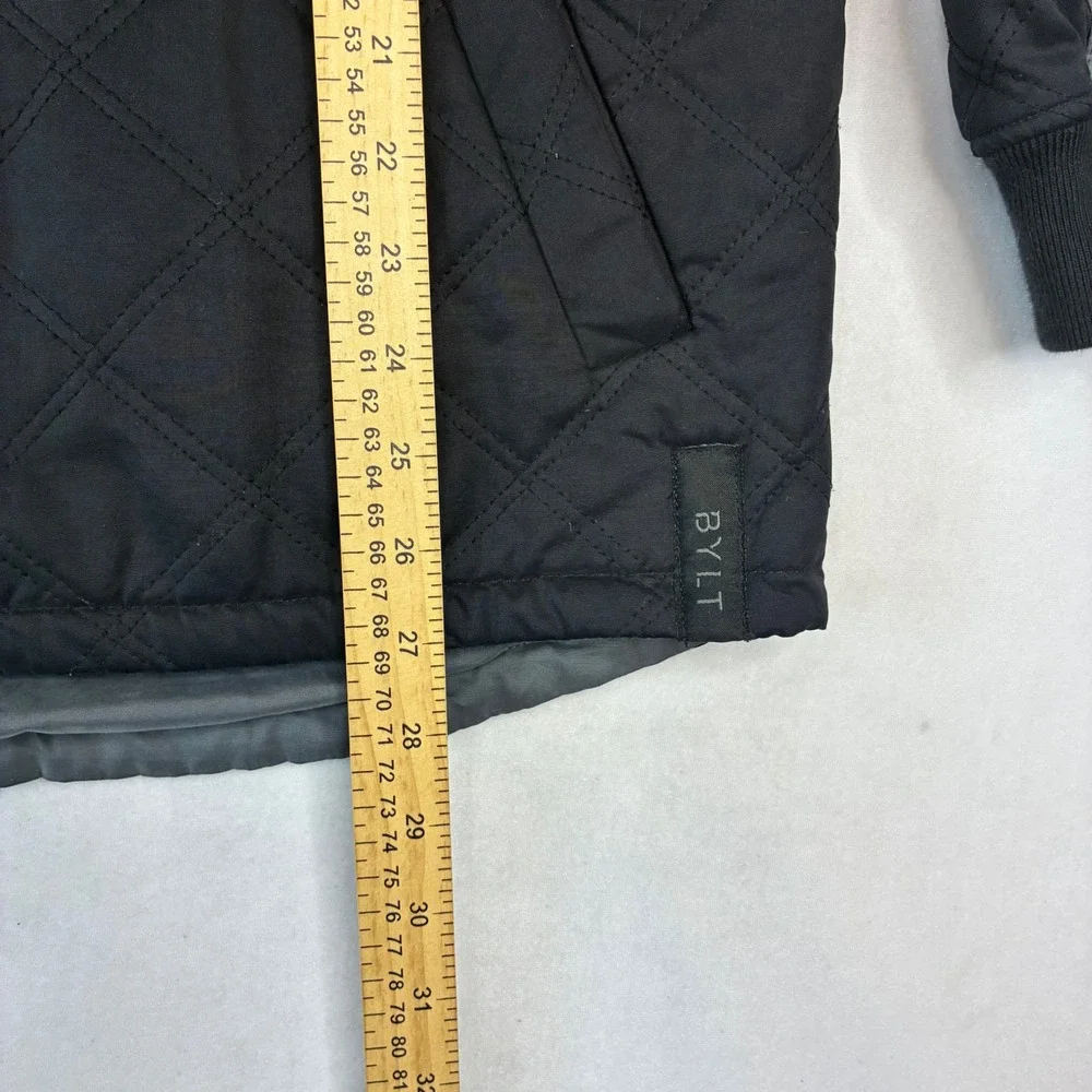 BYLT Bomber Jacket Mens XL Black Grey Reversible Quilted Full Zip Modern Coat